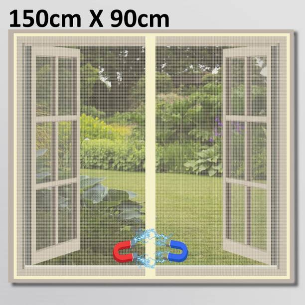 TurtleGrip Polyester Adults Washable Magnetic Window Mosquito Net with Self-Adhesive Hook Tape DIY Installation Mosquito Net