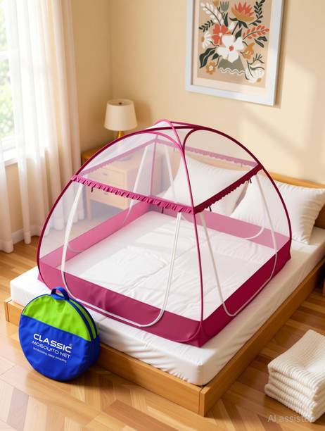 Classic Mosquito Net Foldable Premium Machardani 30GSM Strong Net PVC Coated Steel Wire Single Bed Polyester Washable Adults Mosquito Net