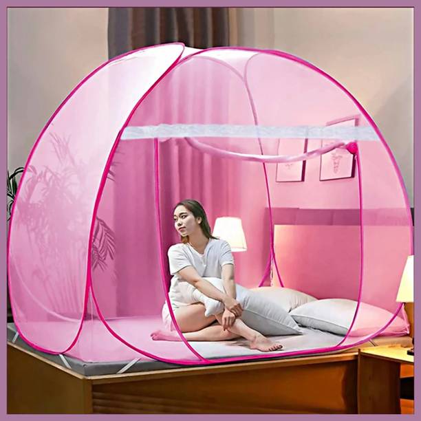 RJCARE Premium Foldable Double Bed Mosquito Net for King/Queen Size Bed Polyester Washable Adults Mosquito Net