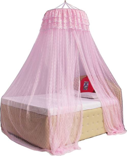 Homecute Embroidery Decorative Canopy with Embroidery lase Hanging Double Bed Mosquito Net Polyester Washable Adults Mosquito Net