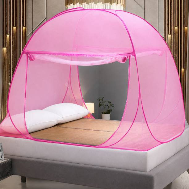 Amprar New Style One-Piece Mosquito Net with Zipper Foldable Bed Canopy for Home Use Polyester Adults Mosquito Net