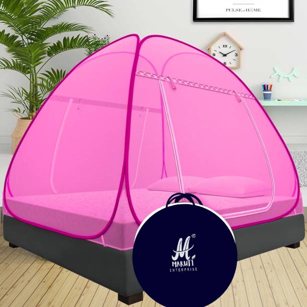 Maruti Enterprise Polyester Adults Washable ® Double Bed , King Size , Big Large Super - 6x6, 7x7, 8x8, 6x6.5 ft - Foldable Portable Insect Screen Machhardani Mosquito Net
