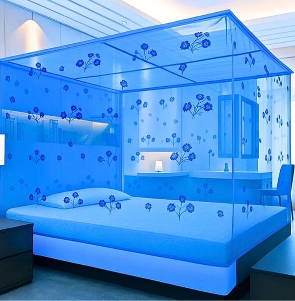 MJ Enterprise Primium Quality Printed Blue Mosquito net HDPE - High Density Poly Ethylene Washable Adults Mosquito Net