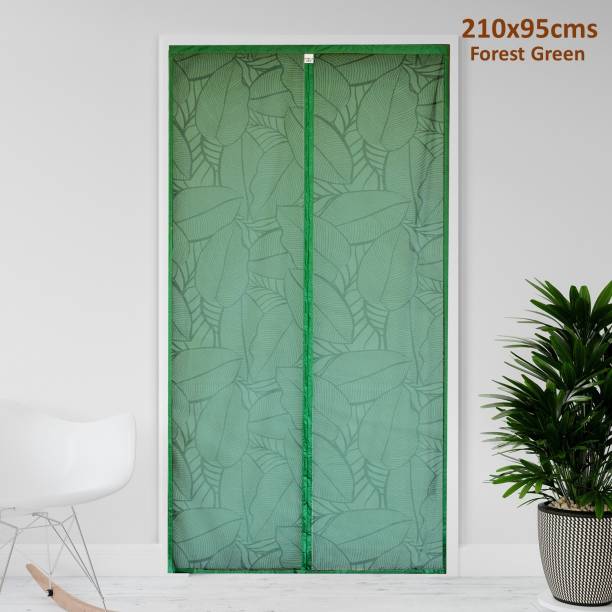 TurtleGrip Polyester Adults Washable Door Mosquito Net with Full Frame Main Doors, New Leaf Design Mosquito Net
