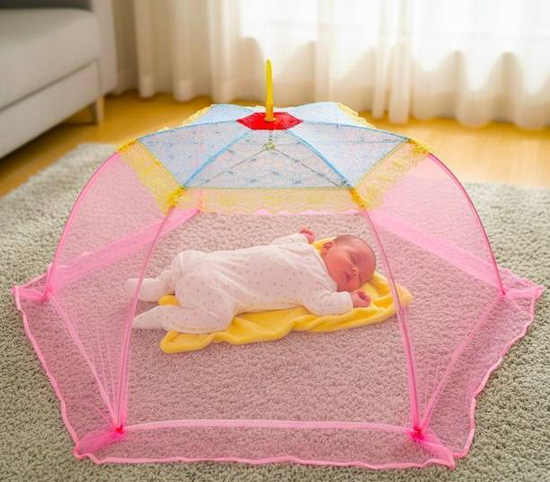 TWINKLE CARE Fancy 6 Stick Round Shape Baby Mosquito Net 0 TO 2 Years Polyester Washable Infants Mosquito Net