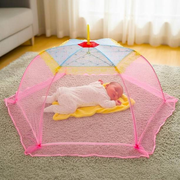 TWINKLE CARE Fancy 6 Stick Round Shape Baby Mosquito Net 0 TO 2 Years Polyester Washable Infants Mosquito Net
