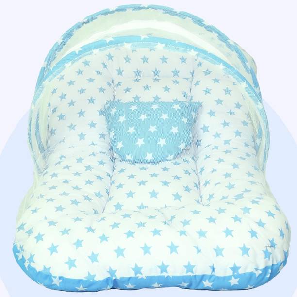 Tip 'n' Top Cotton Infants Washable Bed with Mosquito Net, Portable Mattress with Zip Closure & Pillow for newborn Mosquito Net