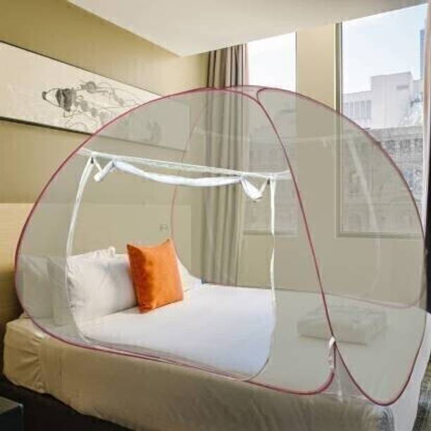 Adbra HDPE - High Density Poly Ethylene Adults Washable Polyester Net Foldable Queen Size Bed with Free Saviours Mosquito Net