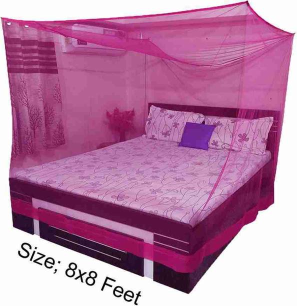 ZIMBLE Nylon Adults Washable Dark pink mosquito net king size bed 10x6.5 ft hanging folding machardani Mosquito Net
