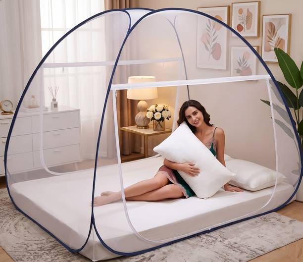 TLK-HWB Pro-Shield Heavy Duty Collapsible Canopy with Reinforced Base and Dual Zip Polyester Washable Adults Mosquito Net