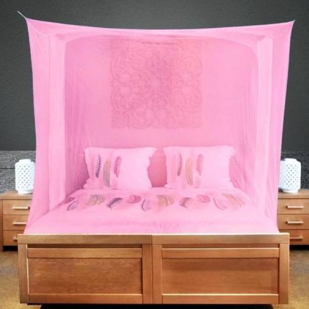 Nissi Nylon Adults Washable mosquito net double bed (bedbox) 4x6.5ft, Pink_978 Mosquito Net