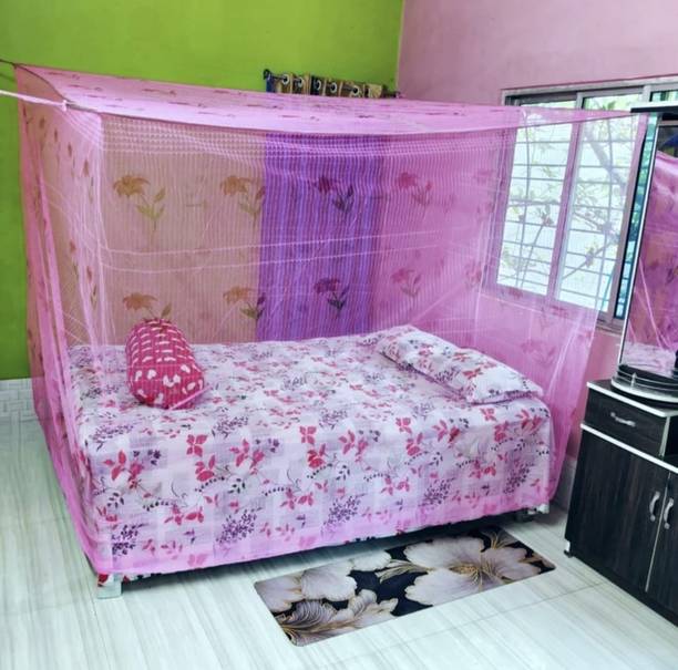 St mosquito centre 222 pink color 6*7 HDPE - High Density Poly Ethylene Washable Adults Mosquito Net