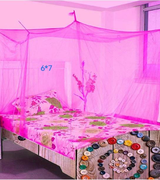 Adbra Polyester Adults Washable MONO MOSQUITO NET PINK SIZE 6X7-FT Mosquito Net
