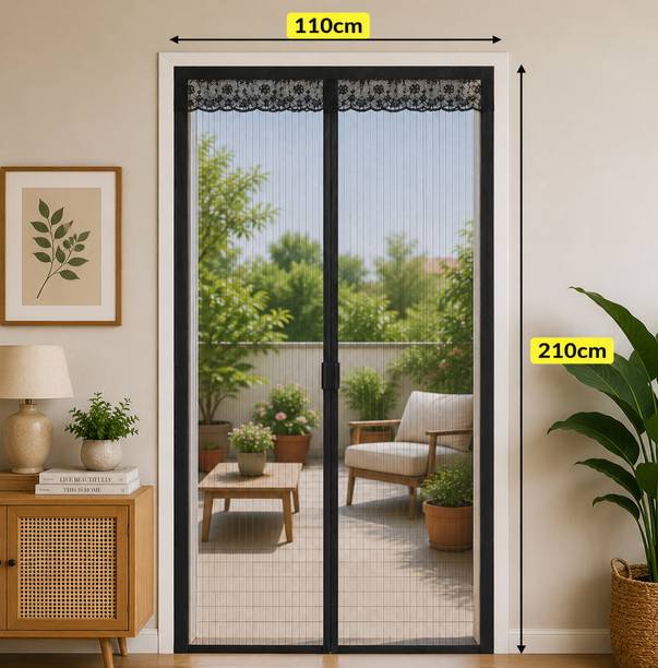 VEENOVA Doornet Mosquito Magnetic Foldable Door Screen Net with Strong Magnets Black Polyester Washable Adults Mosquito Net