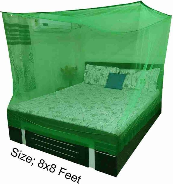 ZIMBLE Nylon Adults Washable Green mosquito net king size bed 10x6.5 ft hanging folding machardani Mosquito Net