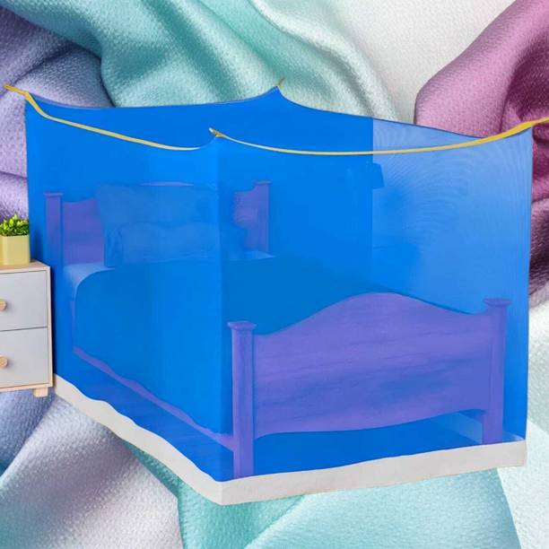 MINIKIDZ Polyester Adults Washable Double Bed Mosquito Net,(6X6.5 Feet) -Blue109 Mosquito Net
