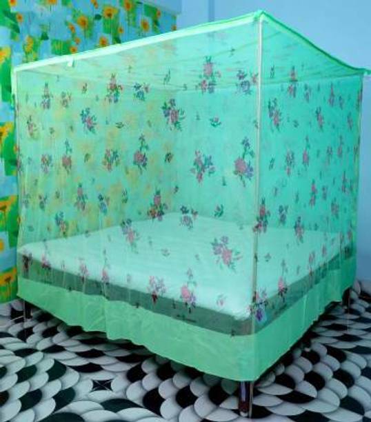 Kolar 6x4 Feet Flower Print Premium Machardani, Single Bed Polyester Washable Adults Mosquito Net