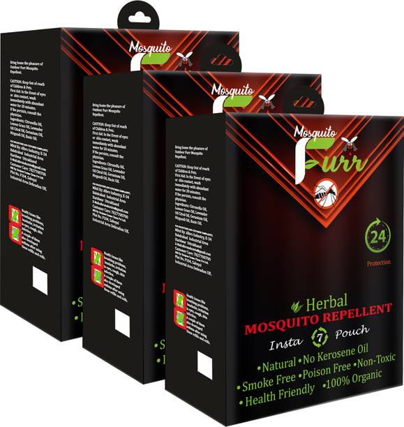 Mosquito Furr MosquitoRepellent Pouch | 100% Herbal & Organic | Smoke-Free | Pack of 3 Mosquito Vaporiser Refill