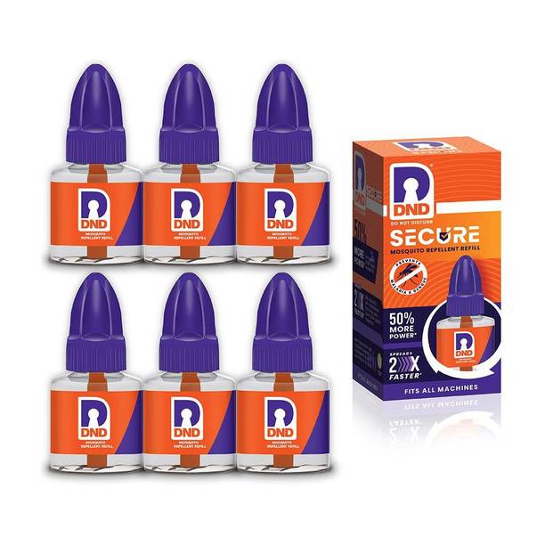 DND Mosquito Repellent Refill | Liquid Vaporiser | 50% Extra Power | Pack of 6 - 45ml Each Mosquito Vaporiser Refill