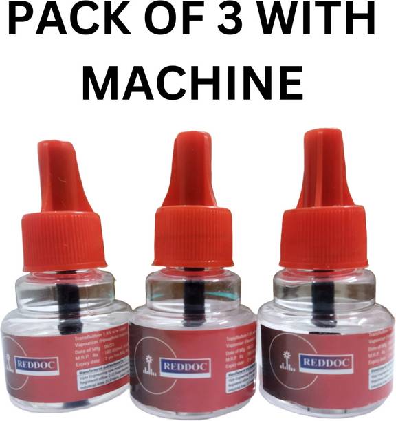 reddoc Herbal Mosquito Repellent Pack of 3 With Machines RED Mosquito Vaporiser Refill 3 x 225 ml