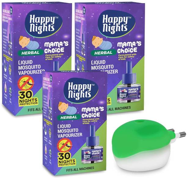 SHADOW HAPPYNIGHTS Lemon-Eucalyptus Oil Based Mosquito Repellent Liquid Vaporizer with Machine Mosquito Vaporiser 1 Unit 3 Refill