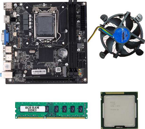 CPU WALA H61 Combo Motherboard with i5 2nd Gen Processor 8GB DDR3 RAM and Fan LGA 1155Socket Micro-ATX Intel H61 Chipset DDR3 Motherboard for Desktop