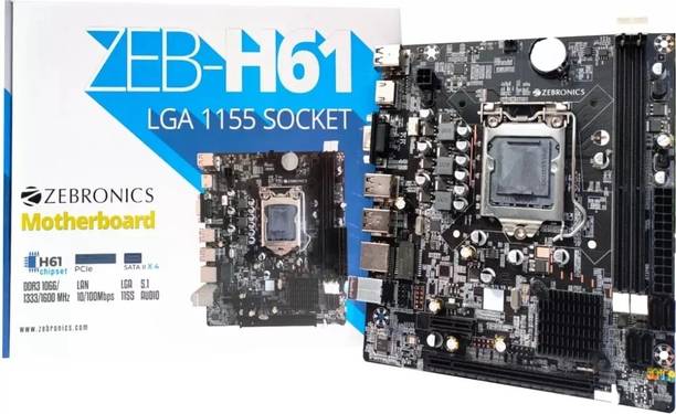 ZEBRONICS H61 LGA 1155Socket Mini-ATX Intel H61 Chipset DDR3 Motherboard for Desktop