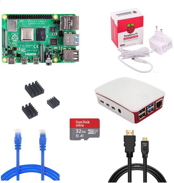 Raspberry Pi 4 Model B 4GB RAM Kit with 32GB Noobs, LAN-mHDMI Cable, Power Supply, RPi 4B 4GB Motherboard