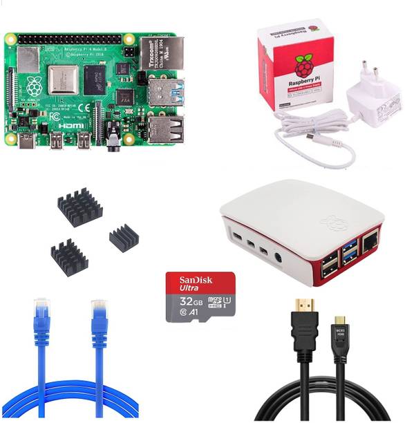 Raspberry Pi 4 Model B 8GB RAM Kit with 32GB Noobs, LAN-mHDMI Cable, Power Supply, RPi 4B 8GB AM3+Socket Micro-ATX ARMv7 Chipset DDR4 Motherboard for Desktop