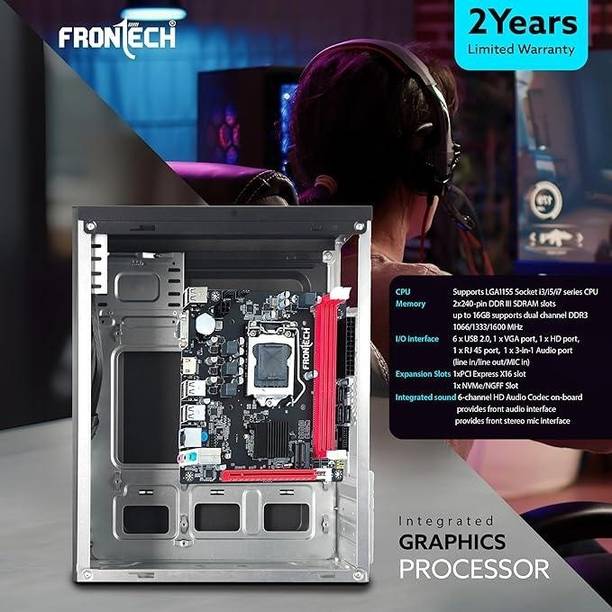 Frontech FT-0491 LGA 1155Socket Micro-ATX Intel H61 Express  Chipset DDR3 Motherboard for Desktop