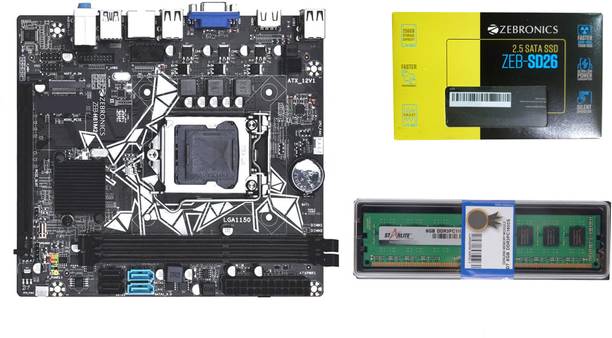 ZEBRONICS ZEB-H81M2 + 256GB SATA SSD + Starlite 8GB DDR3 RAM Combo Set LGA 1150Socket ATX Intel H81 Express Chipset DDR3 Motherboard for Desktop