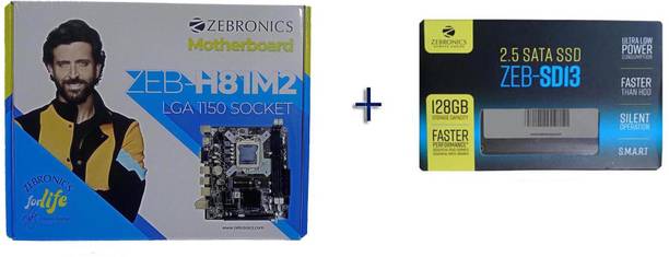 ZEBRONICS ZEB-H81 LGA 1150 Socket + 128GB SATA 2.5" SSD Combo Set LGA 1150Socket ATX Intel H81 Express Chipset DDR3 Motherboard for Desktop