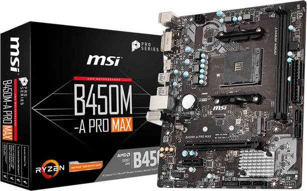 MSI B450M-A PRO MAX I m-ATX I Socket AM4 I DDR4 Gaming AM4Socket Micro-ATX AMD B450 Chipset DDR4 Motherboard for Desktop