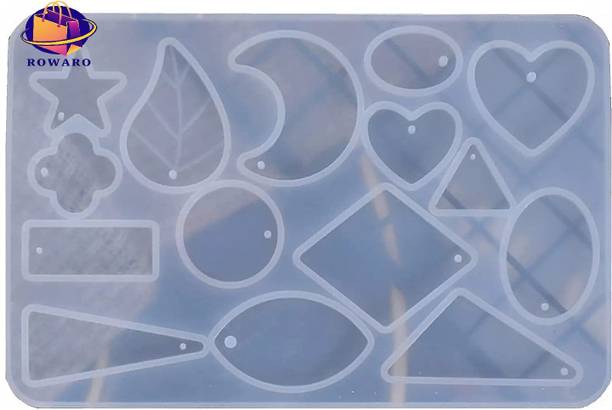 rowaro Silicone Fondant & Gum paste Mould Resin Mould Resin Jewellery Making Mould Silicone Resin Mould for Ornaments Reusable Flexible Easy to Use, 12 Shape White Pack 1