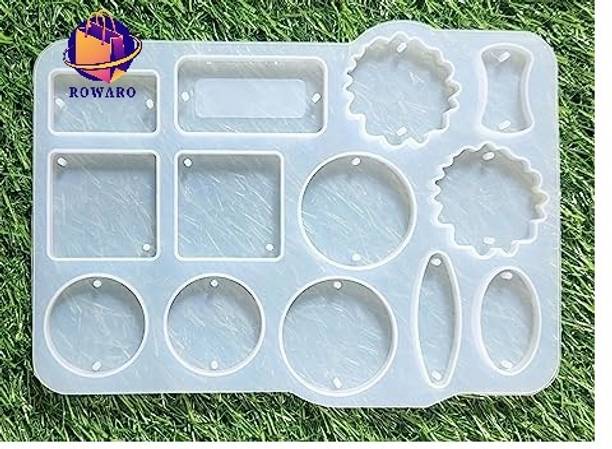rowaro Silicone Fondant & Gum paste Mould Resin Mould Resin Jewellery Making Mould Silicone Resin Mould for Ornaments Reusable Flexible Easy to Use, 12 Shape White Pack 1