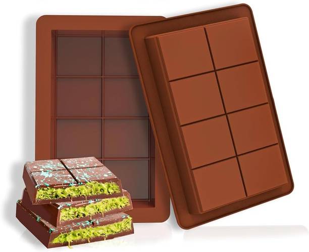 Arxon Silicone Chocolate Mould Arxon Silicone Chocolate Mould kunafa Chocolate Bar Molds, Large Thick Chocolate Candy Molds, Deep Stuffed Chocolate Bar Molds for Filling Homemade Knafeh Pistachio Chocolate Bar Snacks (Pack of 2)