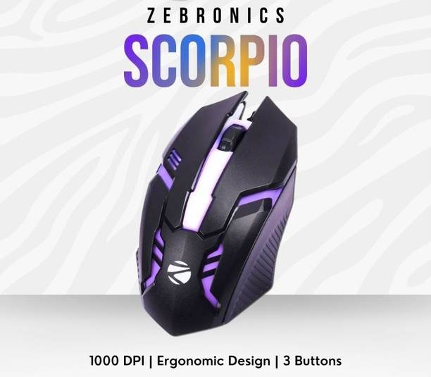 ZEBRONICS ZEB-SCORPIO Wired Ambidextrous Optical Gaming Mouse