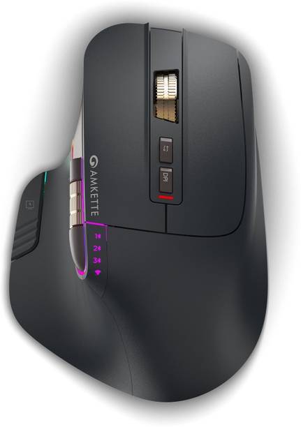 AMKETTE XS Series Flow Plus Programmable Multi-Device 6400 DPI Rechargeable Ergonomic Optical Mouse