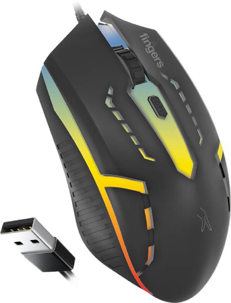 FINGERS BlazingHit With Breathing RGB Lights Wired Ambidextrous Optical Mouse