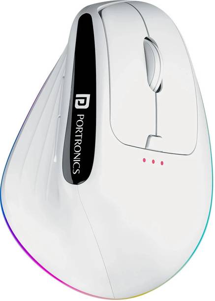Portronics Toad Ergo 3 Ergonomic Wireless Mouse, RGB, 2400 DPI, BT & 2.4GHz, Rechargeable Wireless Right Handed Optical Mouse  with Bluetooth