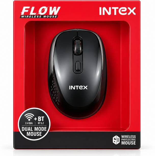 Intex Wireless Mouse | 2.4GHz Wireless Optical Mouse with Nano USB Receiver Wireless Ergonomic Touch Mouse With Bluetooth