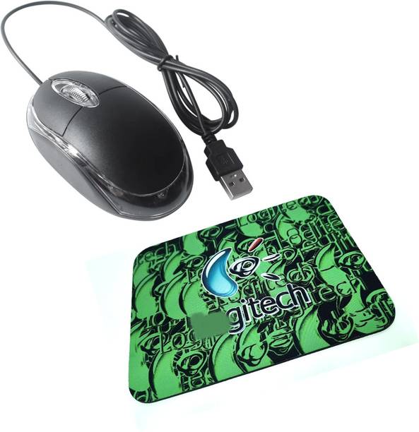 icall Combo USB Wired Mouse & MousePad Wired Ambidextrous Optical Mouse