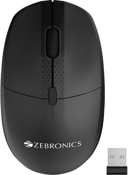 ZEBRONICS ZEB-POP 2.4GHz Wireless Mouse max1600 DPI, USB Nano Receiver, 4 Buttons(BLACK) Wireless Optical Mouse