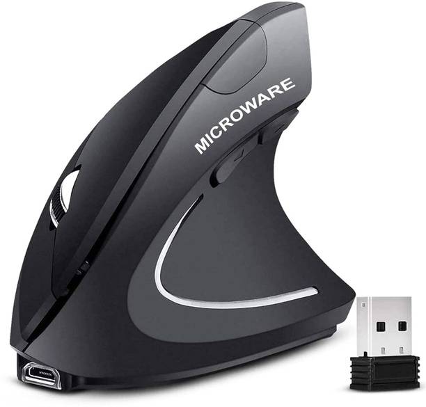 microware Rechargeable 2.4GHz Optical Vertical Wireless Mouse Wireless Optical  Gaming Mouse