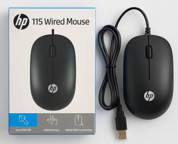 HP 115 USB Wired Ambidextrous Optical Mouse