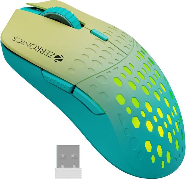 ZEBRONICS Marine Wireless Ambidextrous Optical Mouse Rechargeable Wireless Mouse, 3200DPI, 6 Buttons, RGB, Ergonomic Design  with Bluetooth