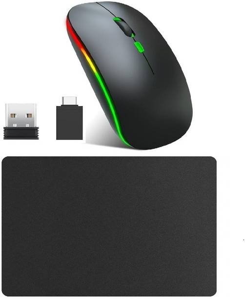 FKU ULTRA SLIM BLUETOOTH + 2.4Ghz WIRELESS MOUSE WITH MOUSEPAD Wireless Optical Mouse  with Bluetooth