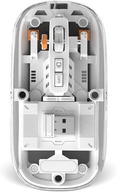 ELECTRO WOLF Transparent Silent Click Tri-Mode Wireless (Dual BT5.1+2.4GHz) Rechargeable Mice Wireless Ambidextrous Optical  Gaming Mouse  with Bluetooth
