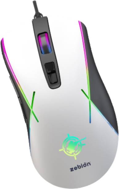 zebion War Byte RGB Gaming USB Mouse Upto 3600 DPI, 7 Buttons, 1.5M Braided Cable Wired Ambidextrous Optical  Gaming Mouse