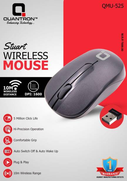 Quantron Wireless Mouse With USB Nano Receiver For Laptop And Computer Wireless Optical  Gaming Mouse